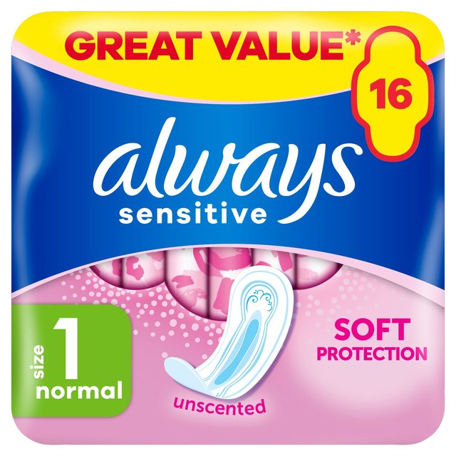 Always Sanitary Towels Sensitive Normal, Size 1