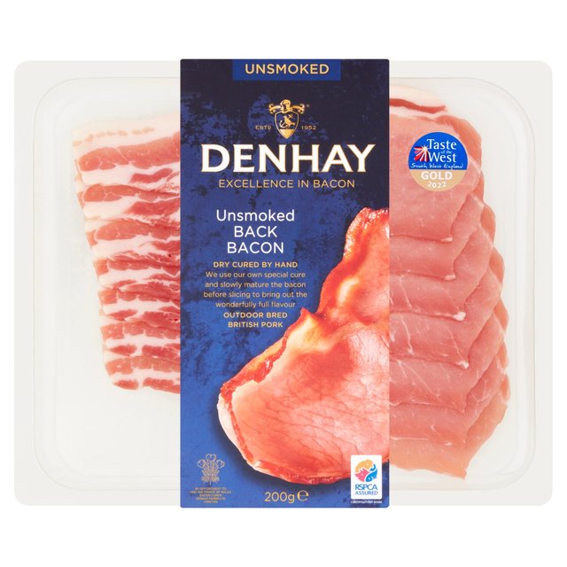 Denhay Dry Cured Unsmoked Back Bacon, 200g