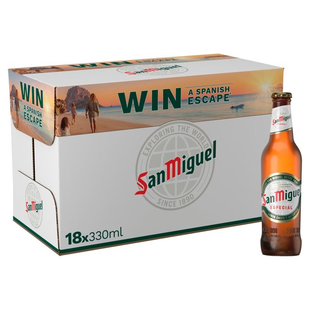 San Miguel Premium Lager Beer Chilled To Your Door Bottles, 18 x 330ml