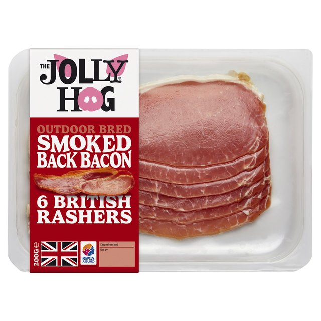 The Jolly Hog 6 Smoked Dry Cured Back Bacon Rashers, 200g