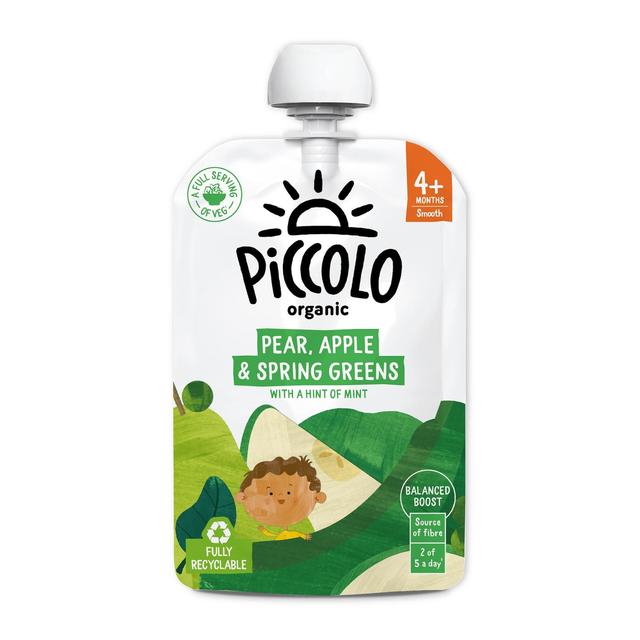 Piccolo Pear, Apple, & Spring Green Organic Pouch, 4 Mths+, 100g
