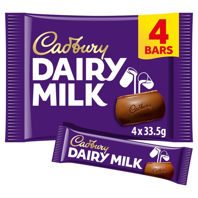 Cadbury Dairy Milk Chocolate Bar Multipack, 4 x 33.5g