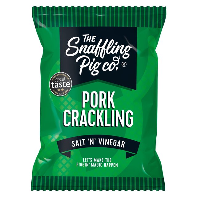 Snaffling Pig Salt & Vinegar Flavoured Pork Crackling Packets, 40g