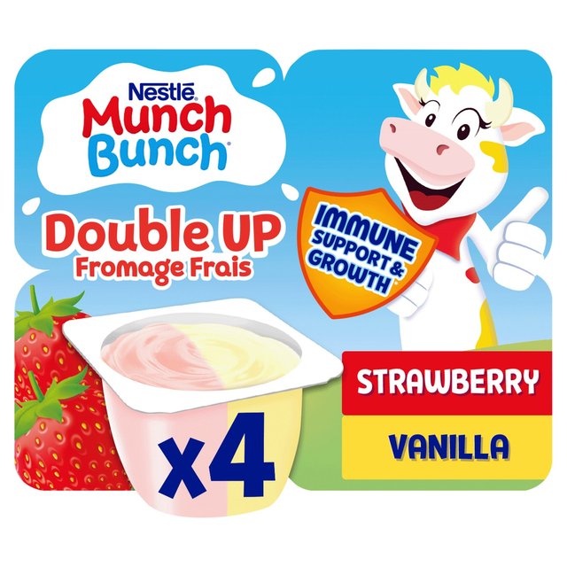 Munch Bunch Double Up Fromage Frais Strawberry & Vanilla, 4 x 85g