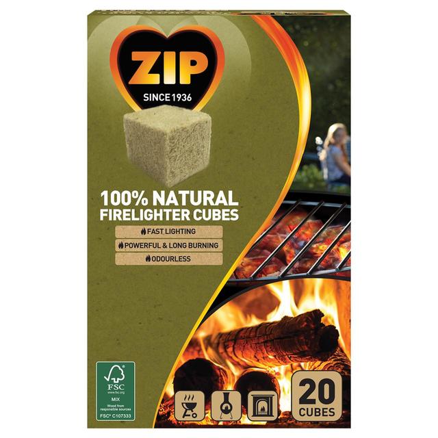 Zip 100% Natural Firelighter Cubes, 20 Per Pack