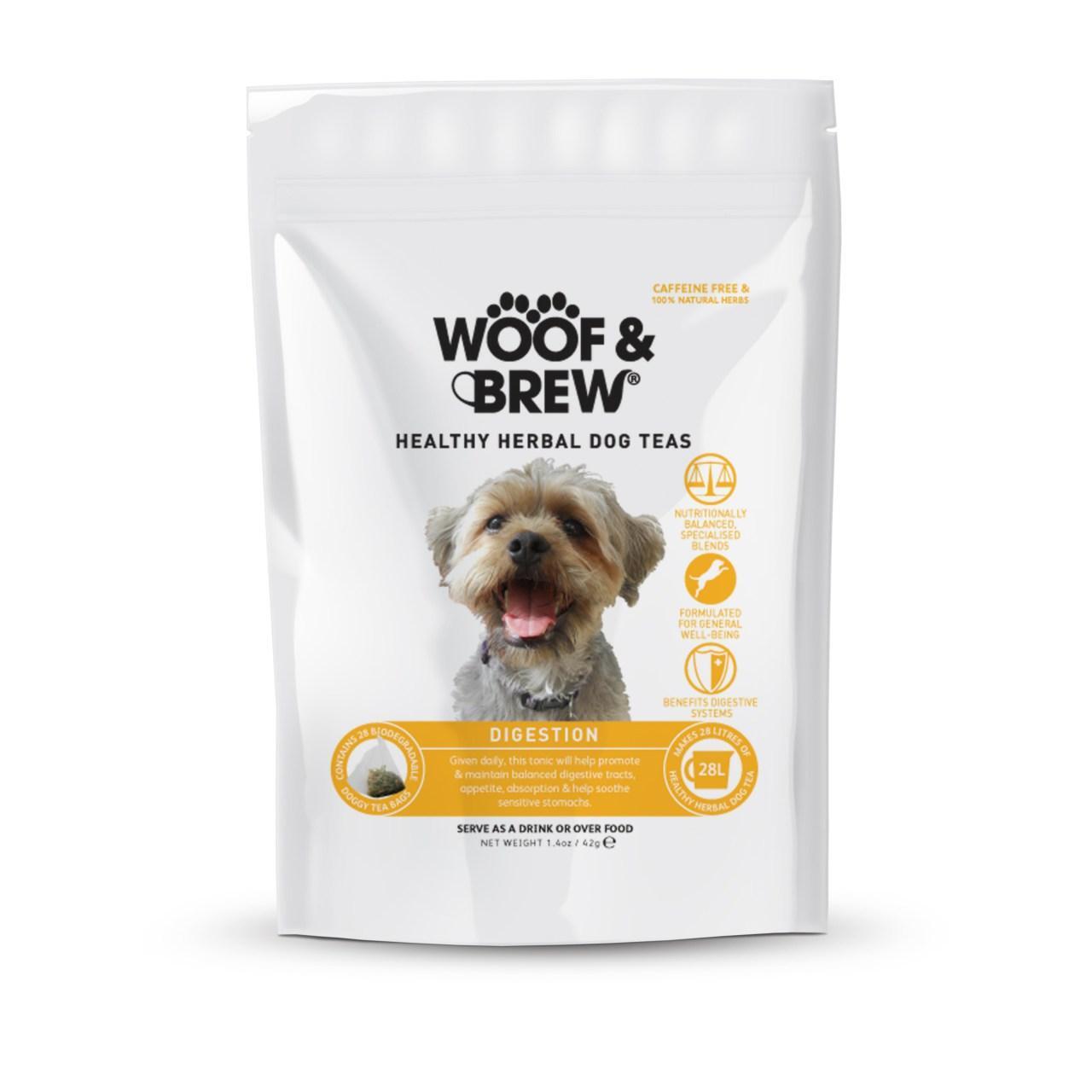 An image of Woof & Brew Digestion Healthy Herbal Dog Tea 28 Day