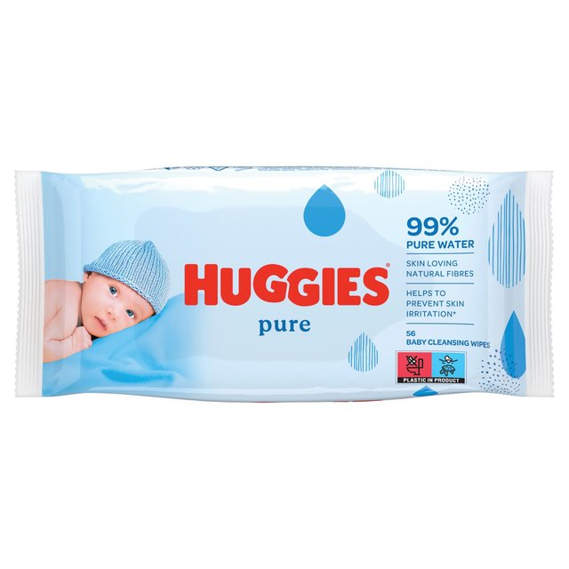 Huggies Pure 99% Water Baby Wipes, 56 per Pack