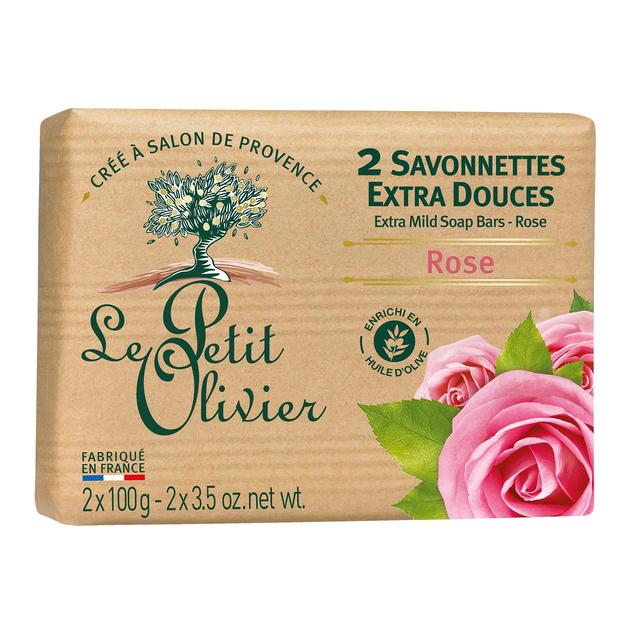 Le Petit Olivier Extra Mild Rose Soap, 2 x 100g