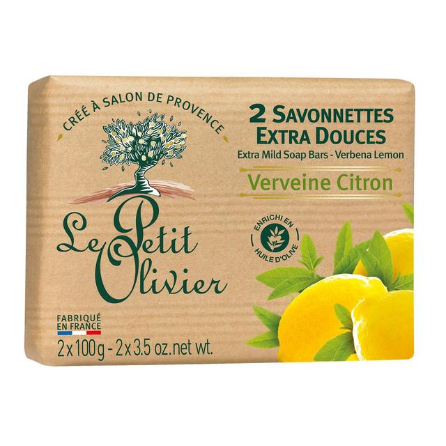 Le Petit Olivier Extra Mild Verbena Lemon Soap Bar, 2 x 100g