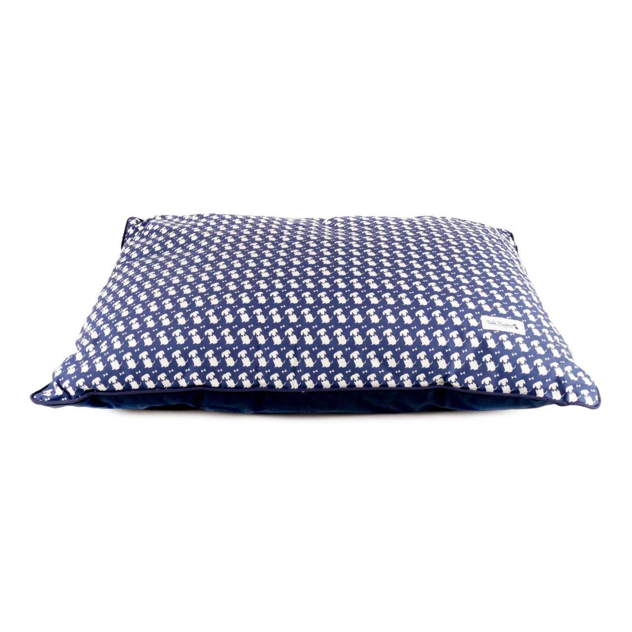 An image of Teddy Maximus Luxury Lounging Cushion Navy Signature Print