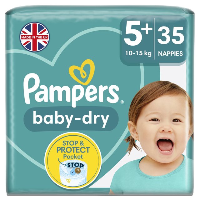 Pampers Baby-Dry Nappies, Size 5, 12-17kg, Essential Pack