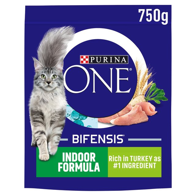 Purina ONE Indoor Dry Cat Food Turkey and Wholegrain, 750g