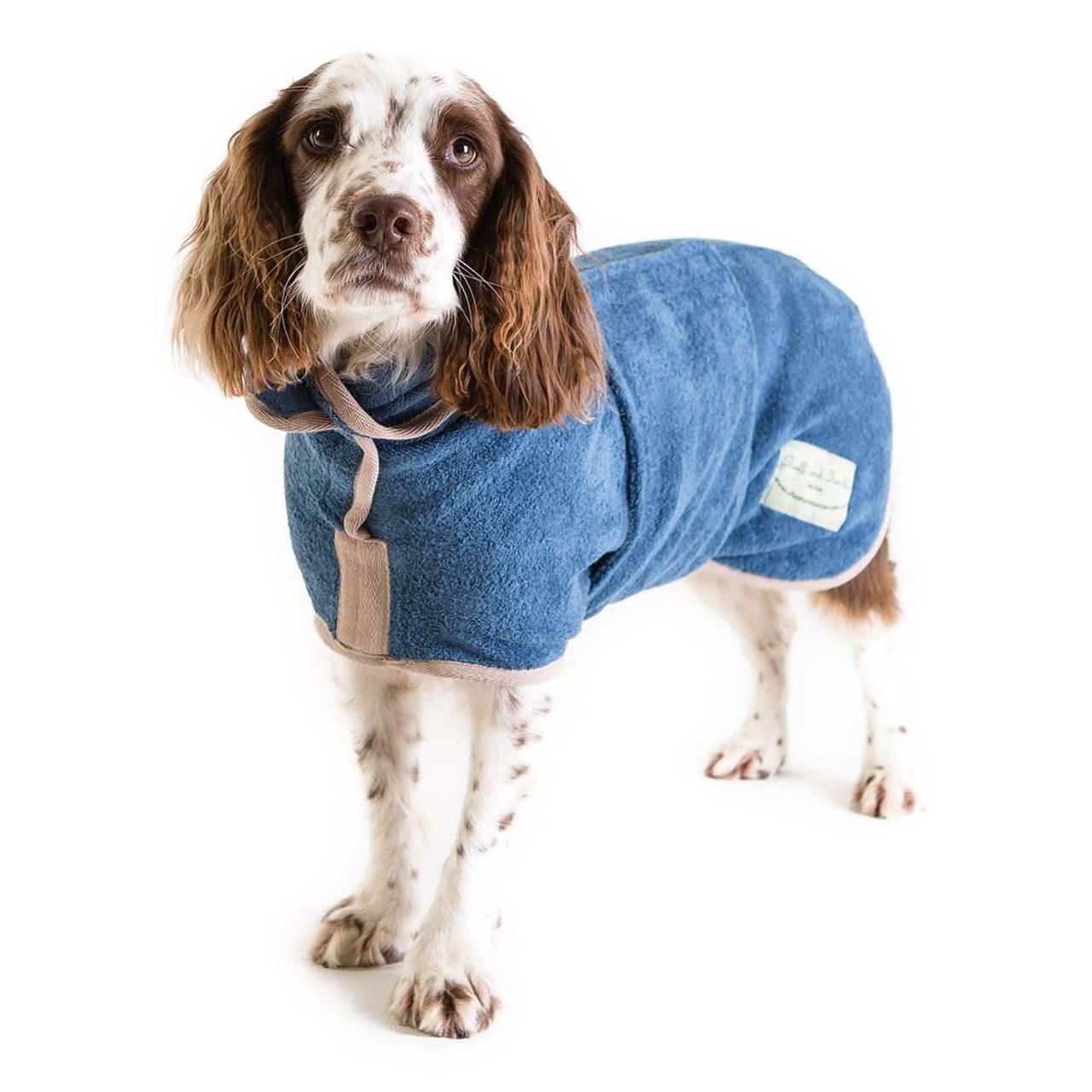 An image of Ruff And Tumble Dog Drying Coat Blue Large