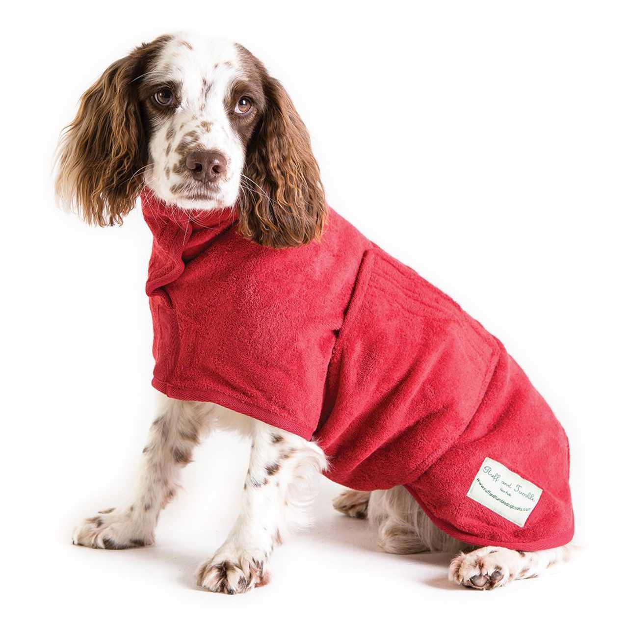 An image of Ruff And Tumble Dog Drying Coat Red Small