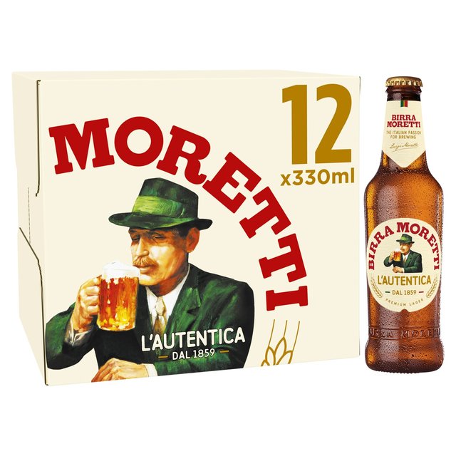 Birra Moretti Lager Beer Bottles, 12 x 330ml