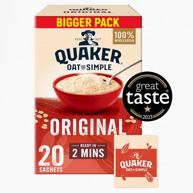 Quaker Oat So Simple Family Pack Original Porridge Sachets Cereal, 20 Per Pack