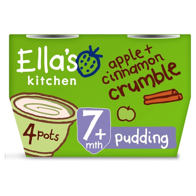 Ella’s Kitchen Apple Crumble Pudding Baby Dessert Pot Multipack 7+ Months, 4 x 80g