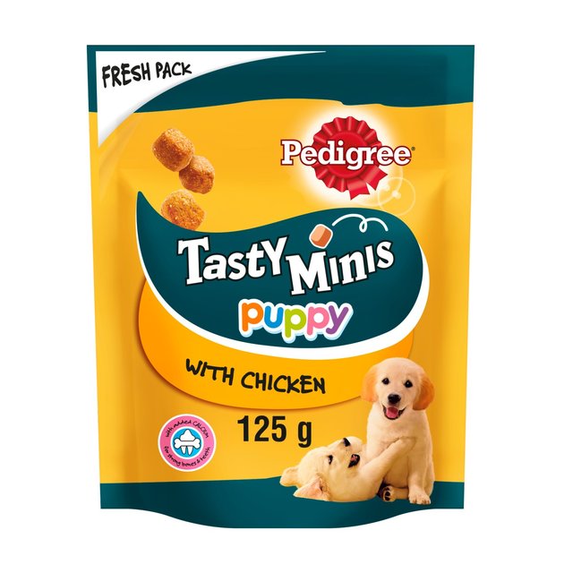 Pedigree Tasty Minis Puppy Dog Treats Chicken Chewy Cubes, 125g
