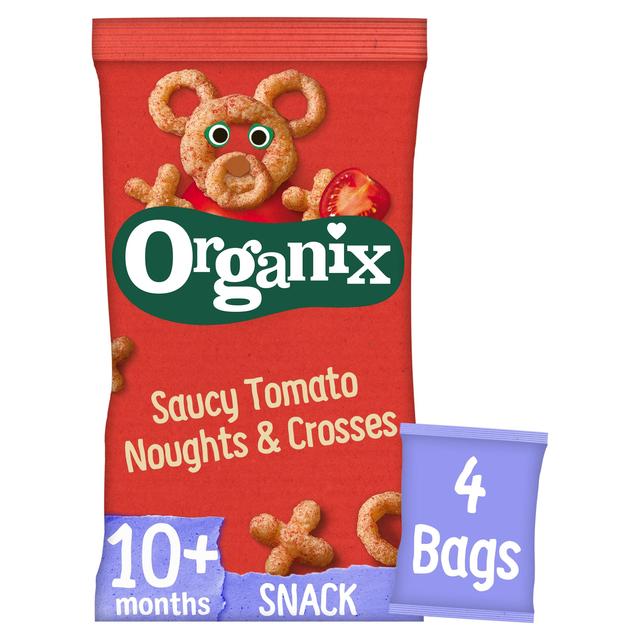 Organix Saucy Tomato Organic Noughts & Crosses, 10 Mths+ Multipack, 4 x 15g