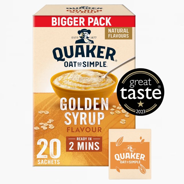 Quaker Oat So Simple Family Pack Golden Syrup Porridge Sachets Cereal, 20 Per Pack
