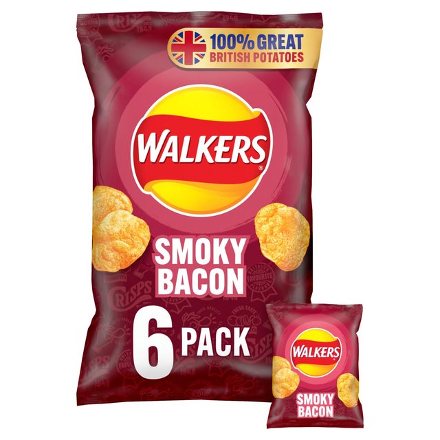 Walkers Smoky Bacon Multipack Crisps, 6 Per Pack
