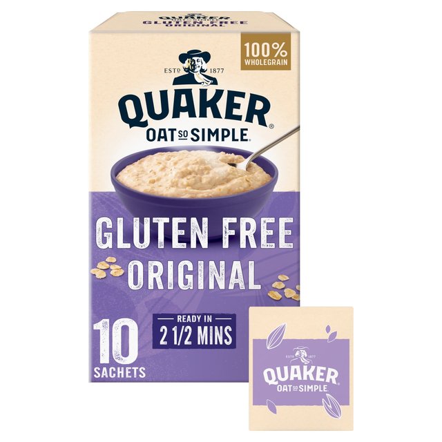 Quaker Oat So Simple Gluten Free Original Porridge Sachets Cereal, 10 per Pack