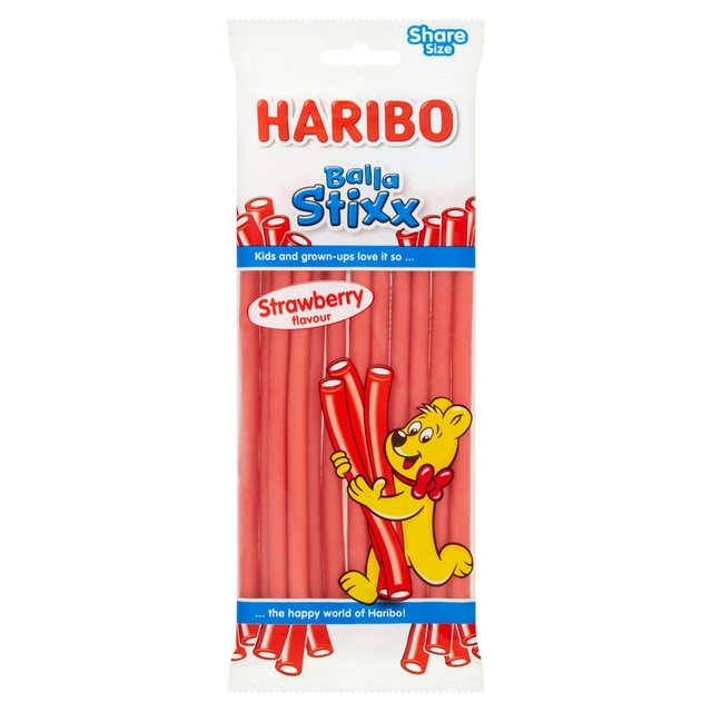 Haribo Balla Stixx Strawberry Pencil Sweets Sharing Bag, 140g