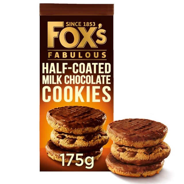 Fox’s Biscuits Half Coated Milk Chocolate Cookies, 175g