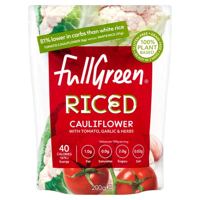Cauli Rice Fullgreen Riced Cauliflower With Tomato, Garlic & Herb, 200g