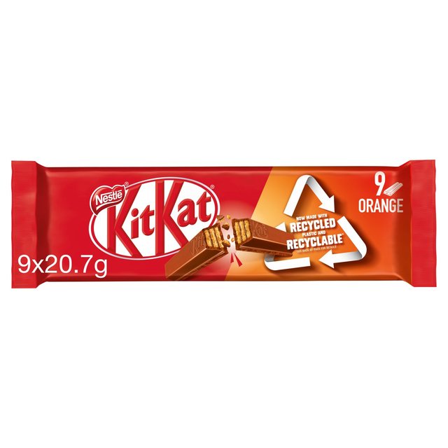KitKat 2 Finger Orange Chocolate Biscuit Bar, 9 x 20.7g
