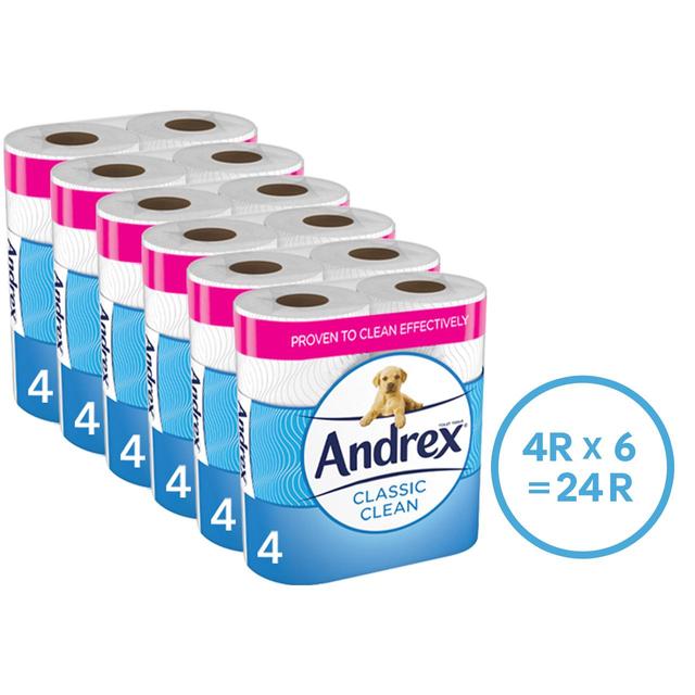 Andrex Classic Clean Toilet Roll, 6 x 4 per Pack