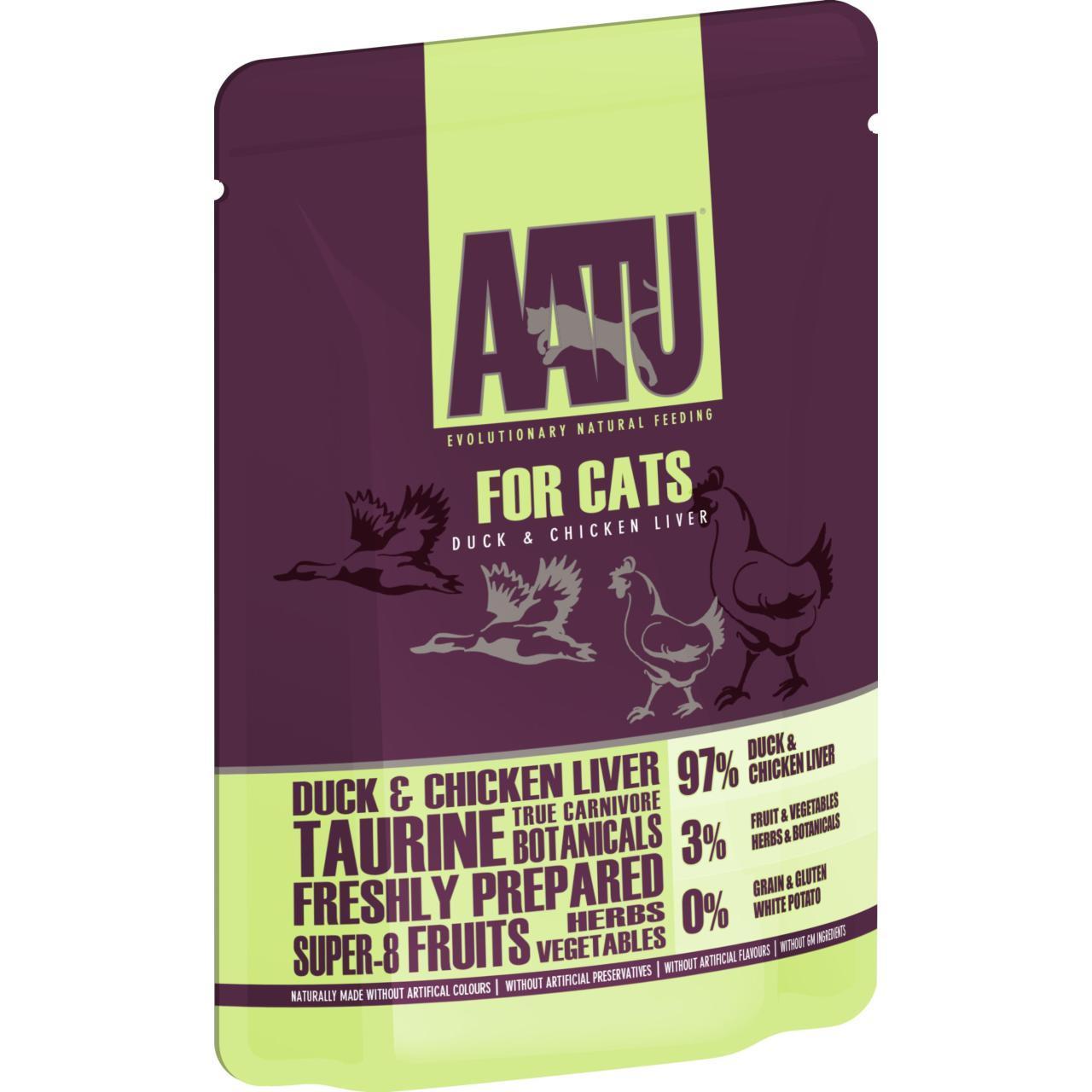 An image of AATU For Cats Duck & Chicken Liver Pouches