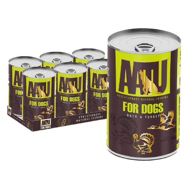 Aatu Adult Duck & Turkey Wet Dog Food Tins, 6 x 400g