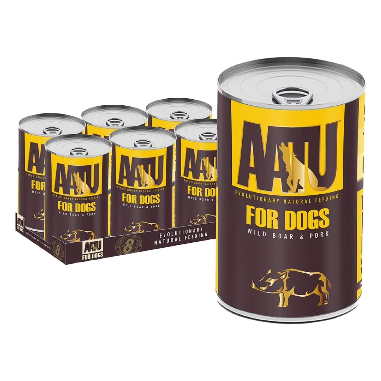 An image of AATU For Dogs Wild Boar and Pork Tins