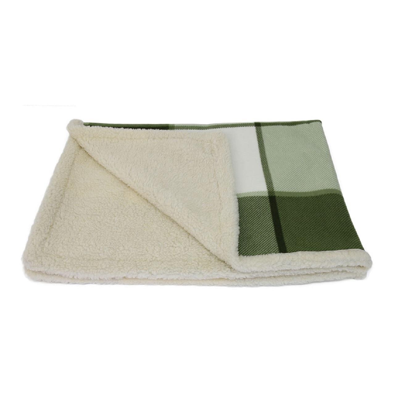 An image of Earthbound Sherpa Pet Blanket Green Check Extra Large