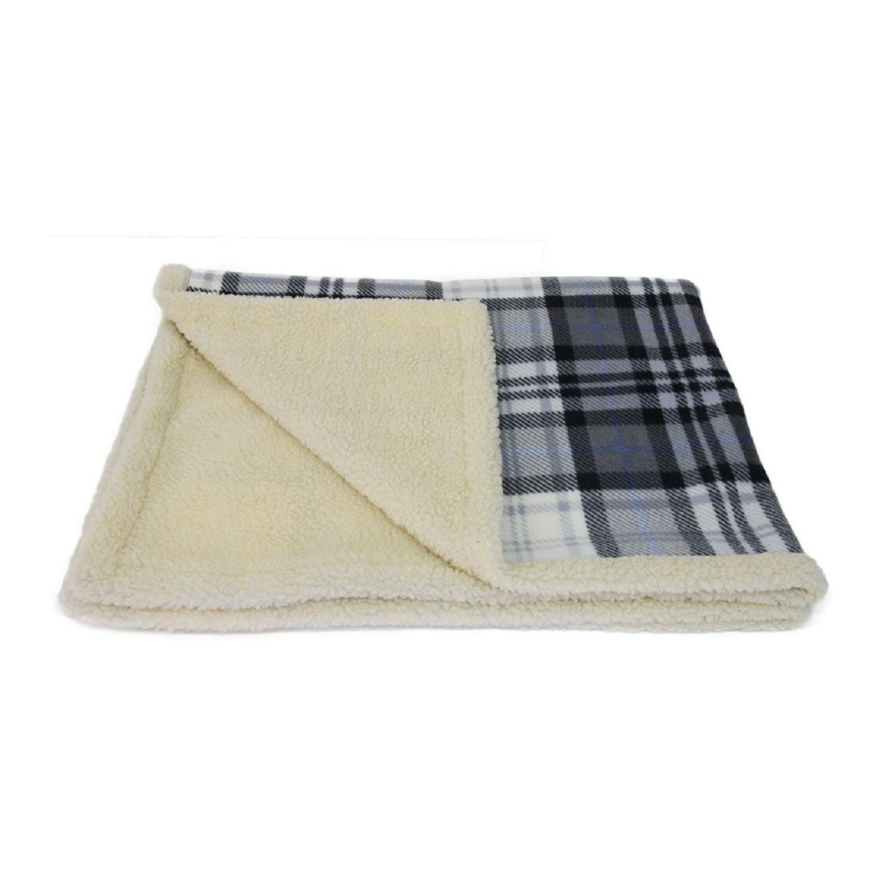 An image of Earthbound Sherpa Pet Blanket Grey Check Extra Large