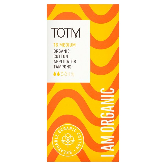 Totm Organic Cotton Applicator Tampons Medium, 16 Per Pack