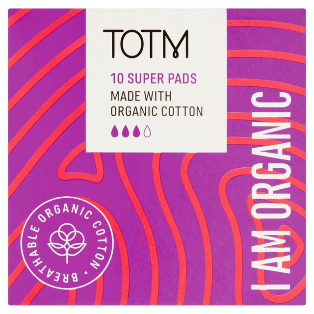 Totm Organic Cotton Super Pads, 10 Per Pack
