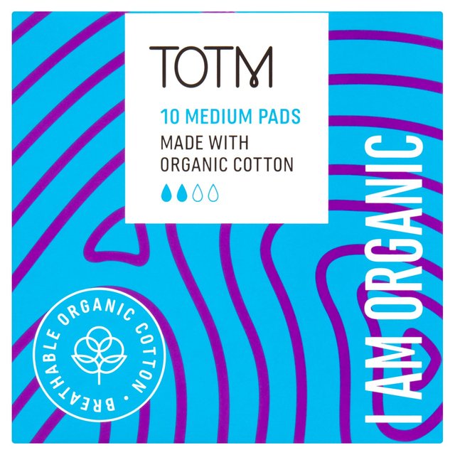 Totm Organic Cotton Medium Pads, 10 Per Pack