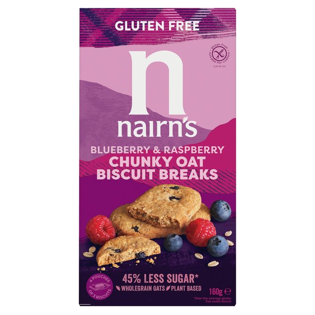 Nairn’s Gluten Free Oats, Blueberry & Raspberry Chunky Biscuit Breaks, 160g