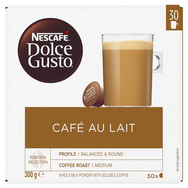 Dolce Gusto Nescafe Cafe Au Lait Capsules, 30 Per Pack