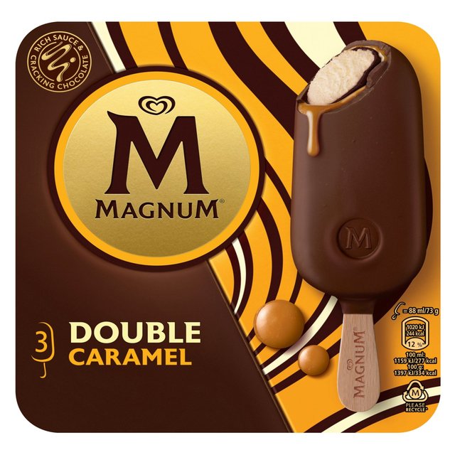 Magnum Double Caramel Ice Cream Lollies, 3 x 88ml
