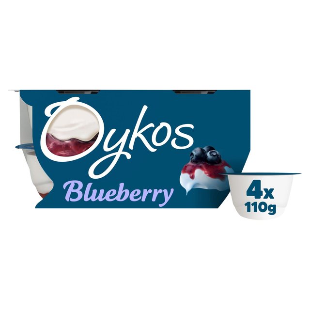 Oykos Blueberry Luxury Greek Style Yoghurt, 4 x 110g