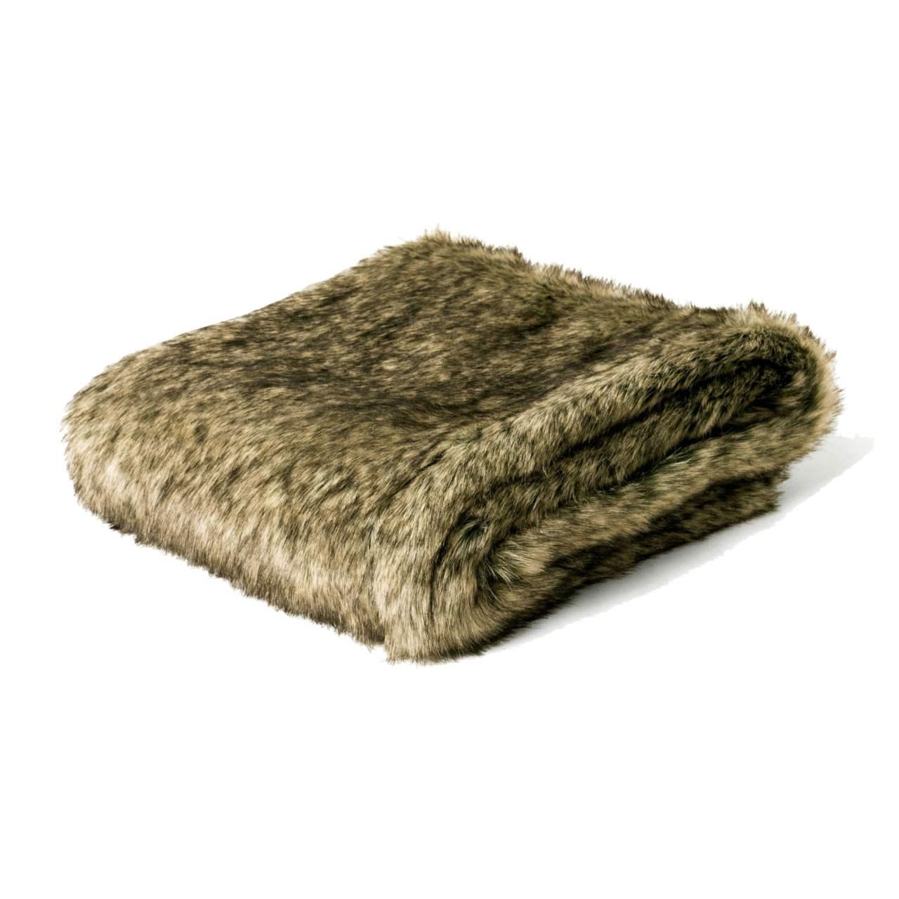 An image of Charley Chau Faux-Fur Blanket Wolf Grey, Large