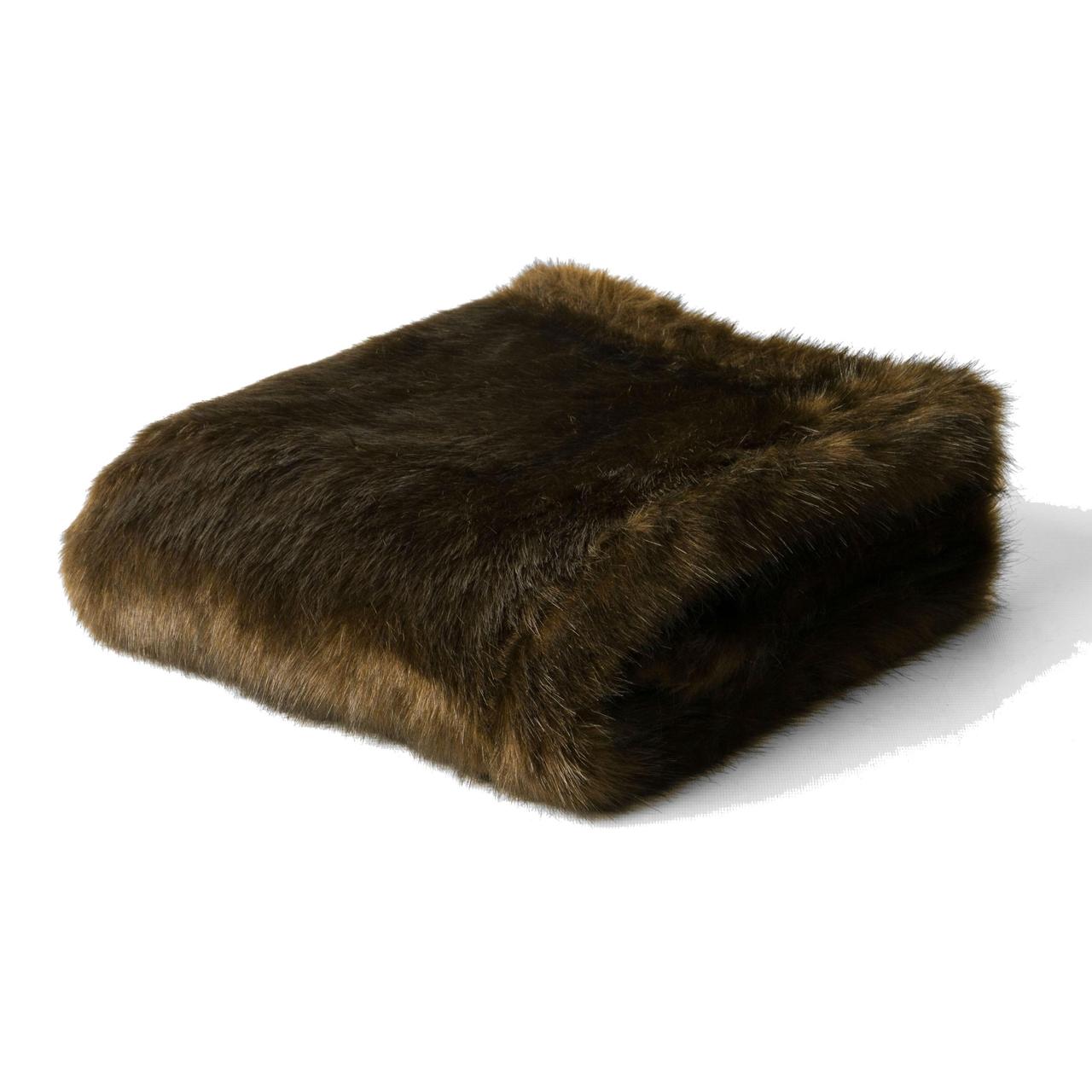 An image of Charley Chau Faux-Fur Blanket Brown Bear, Large