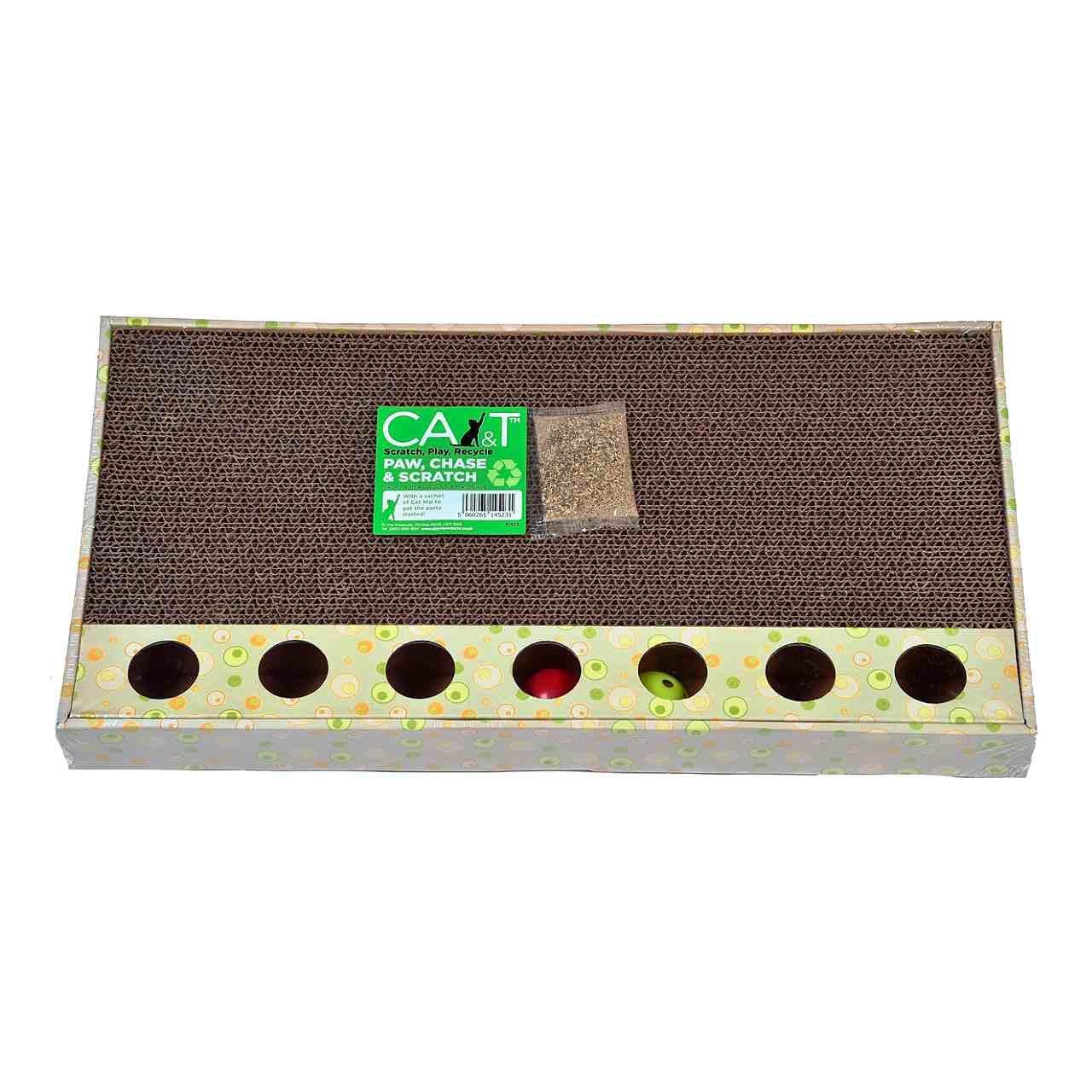 An image of CA&T Paw Chase And Scratch Interactive Cat Scratcher And Game
