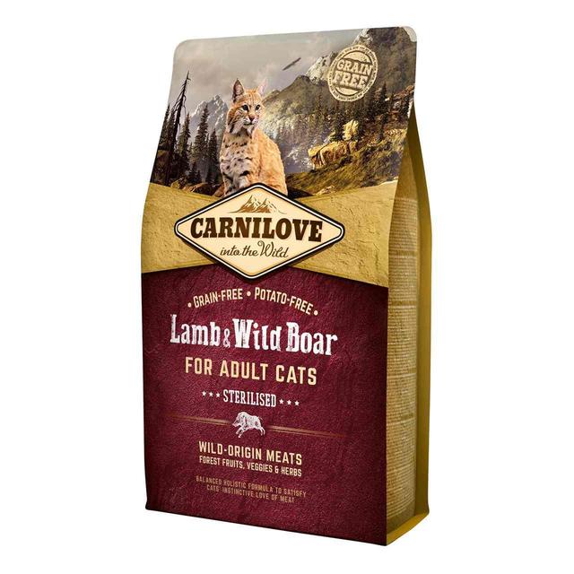 Carnilove Grain Free Adult Lamb & Wild Boar Sterilised Dry Cat Food, 2kg