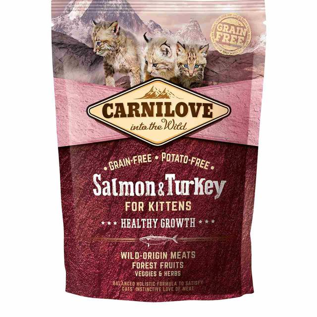 Carnilove Grain Free Kitten Salmon & Turkey Healthy Growth Dry Cat Food, 400g