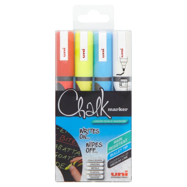 Uniball Chalk Liquid Markers, 4 per Pack