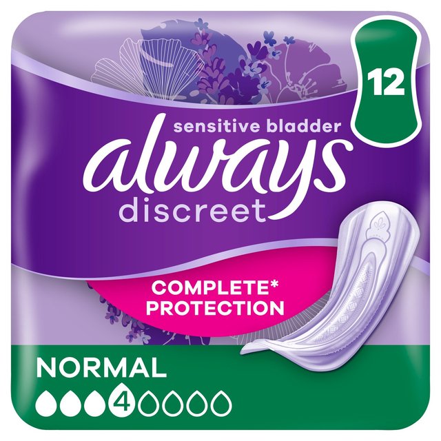 Always Discreet Incontinence Pads Normal, 12 per Pack